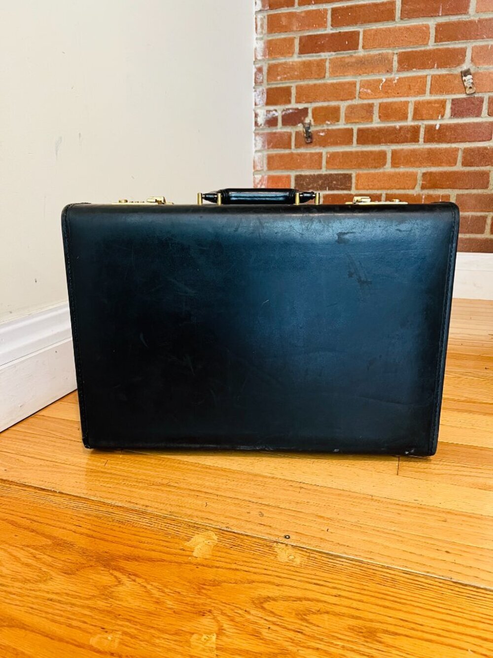 Coach Black Leather Hard Sided 4.5" Briefcase Rare Vintage Made In The USA
